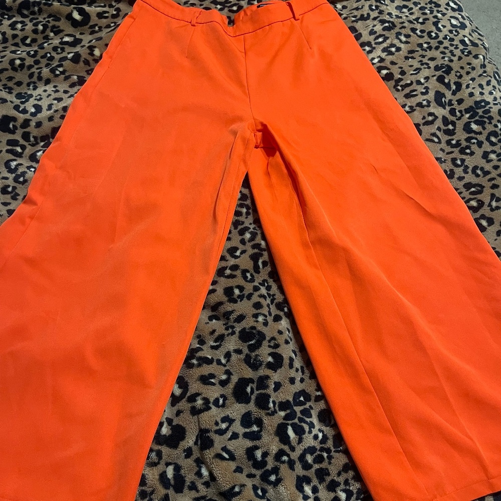 Wide leg orange pants